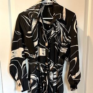 Zara Black patterned silk dress - Large